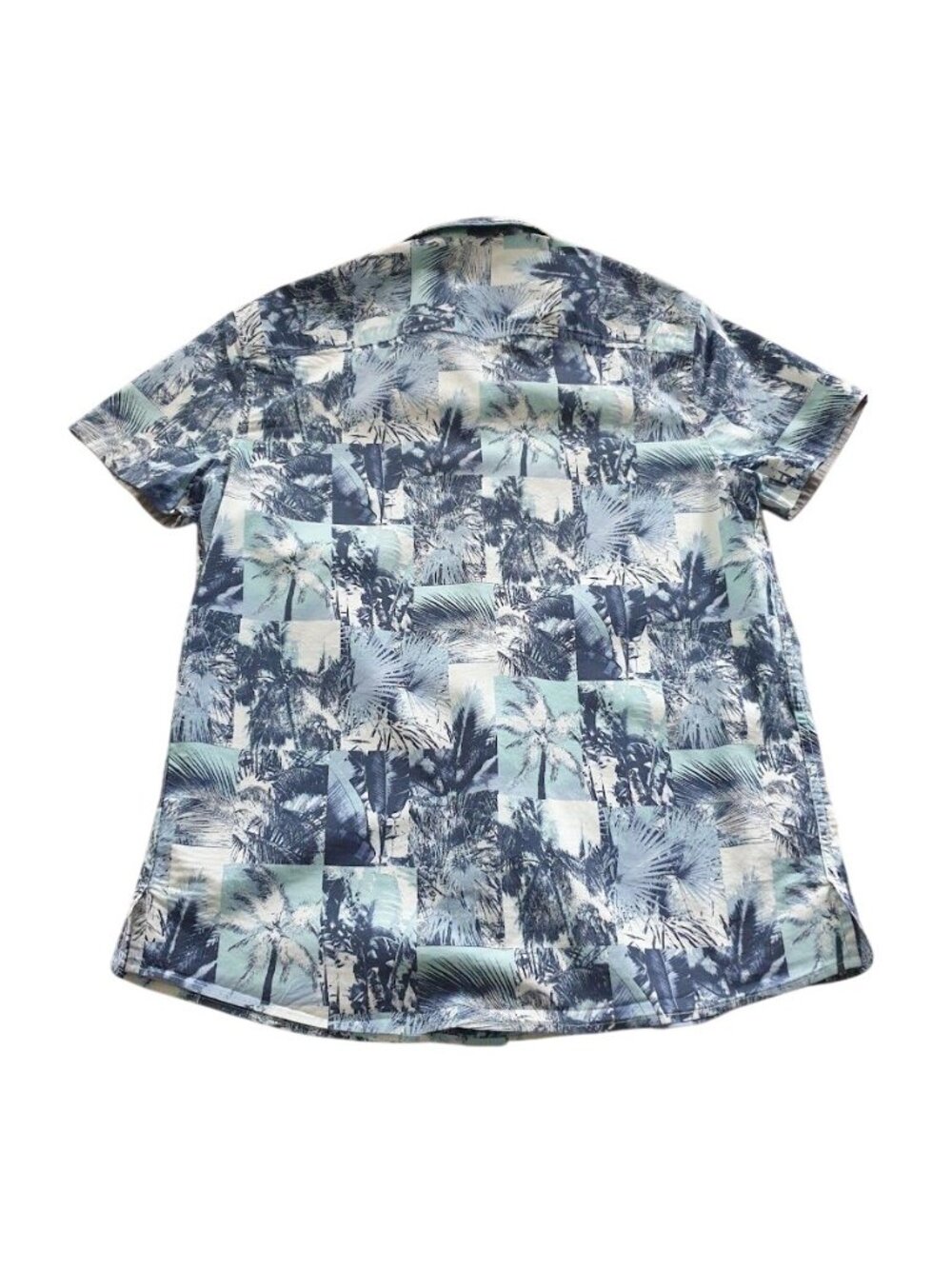 Kenneth Cole Men Hawaiian Print Button Up Shirt Short Sleeve Casual Blue Size M - Picture 9 of 13